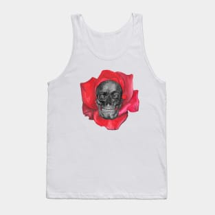 Human skull with rose Tank Top